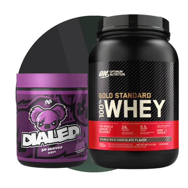 Dialed Pre Workout & Optimum Nutrition Gold Standard 100% Whey Stack