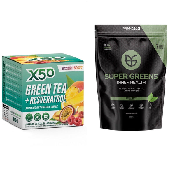 Greens + X50 Green Tea Detox Health Stack - Nutrition Xpress
